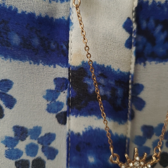 SWIM American Rag 1X Hi-low Boho Swim Cover Up Blue Floral - Picture 14 of 15